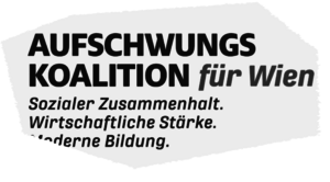 Ausschnitt aus dem Cover der Regierungserklärung: Text "Aufschwungskoalition für Wien/Sozialer Zusammenhalt./Wirtschaftliche Stärke.(Moderne Bildung."