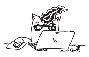Monster hinter einem Laptop