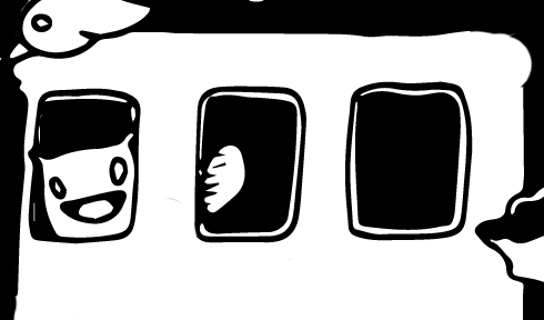 Ein Monster in einem Eisenbahnwagon