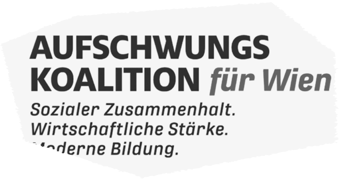 Ausschnitt aus dem Cover der Regierungserklärung: Text "Aufschwungskoalition für Wien/Sozialer Zusammenhalt./Wirtschaftliche Stärke.(Moderne Bildung."