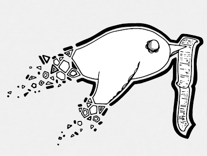 Zeichnung eines fliegenden Vogerls mit einer Liste im Schnabel